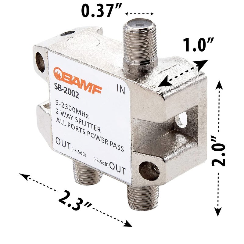 BAMF Manufacturing موزع كابل كوكس 2-طريق BAMF، ثنائي الاتجاه MoCA 5-2300MHz - موزع عالي الأداء للتلفاز أو الإنترنت أو الأقمار الصناعية - Image 4